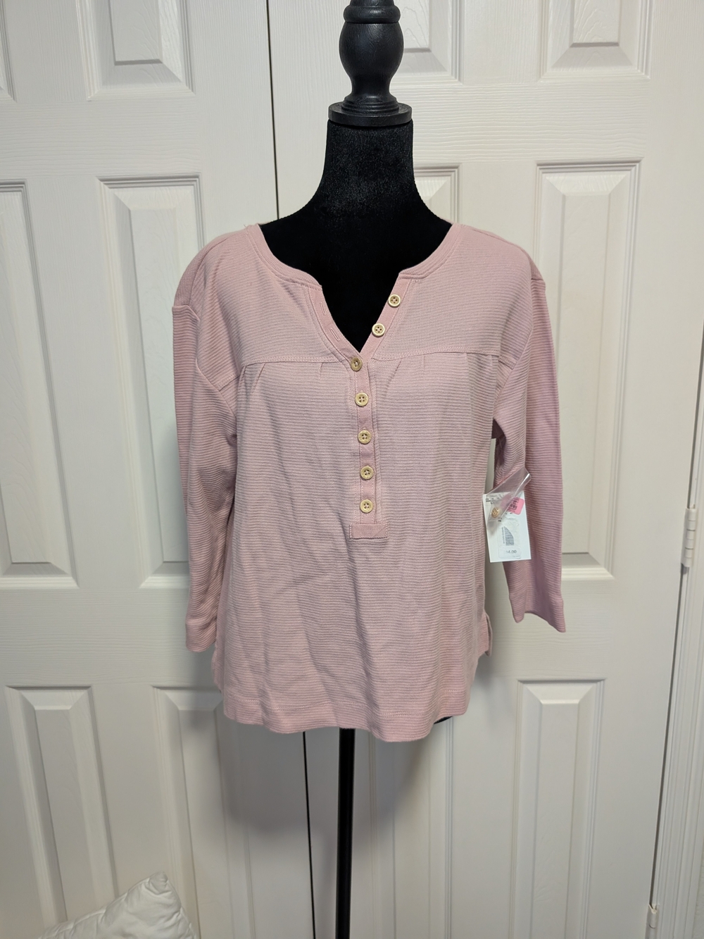 Westbound Blush Button-Front Henley Top